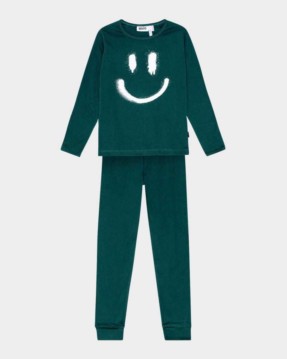 Boy's Lue Happy Face-Print 2-Piece Set, Size 8-12