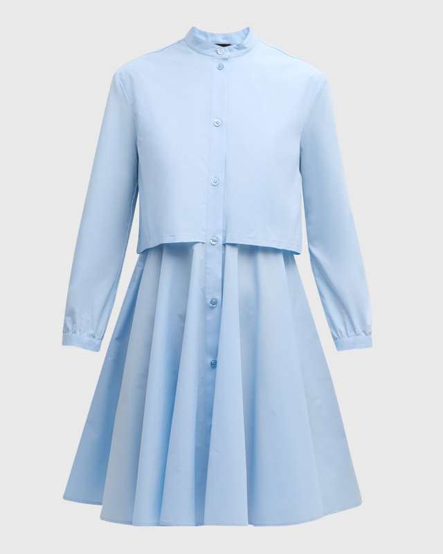 High-Low Cotton Poplin Midi Shirtdress