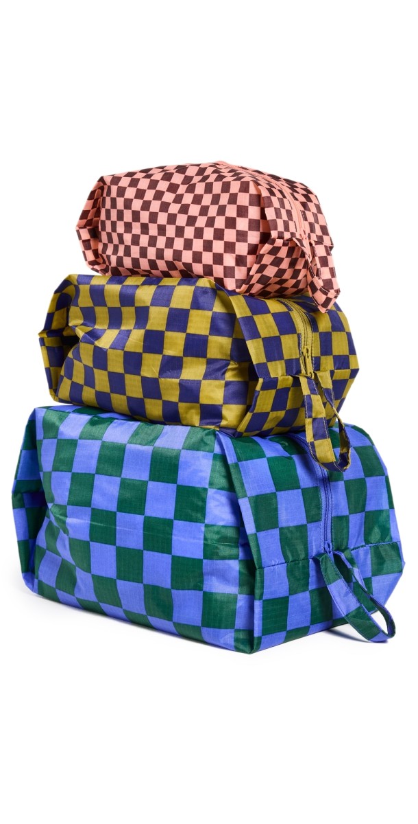 BAGGU 3D Zip Set Jewel Checks