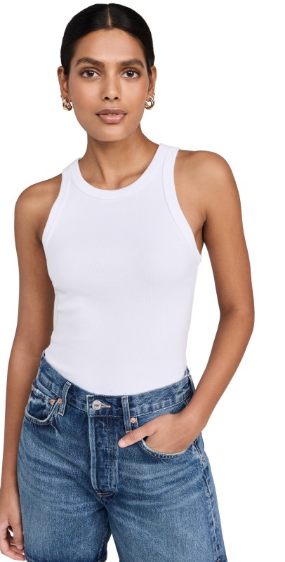Enza Costa Pima Rib Sheath Tank White