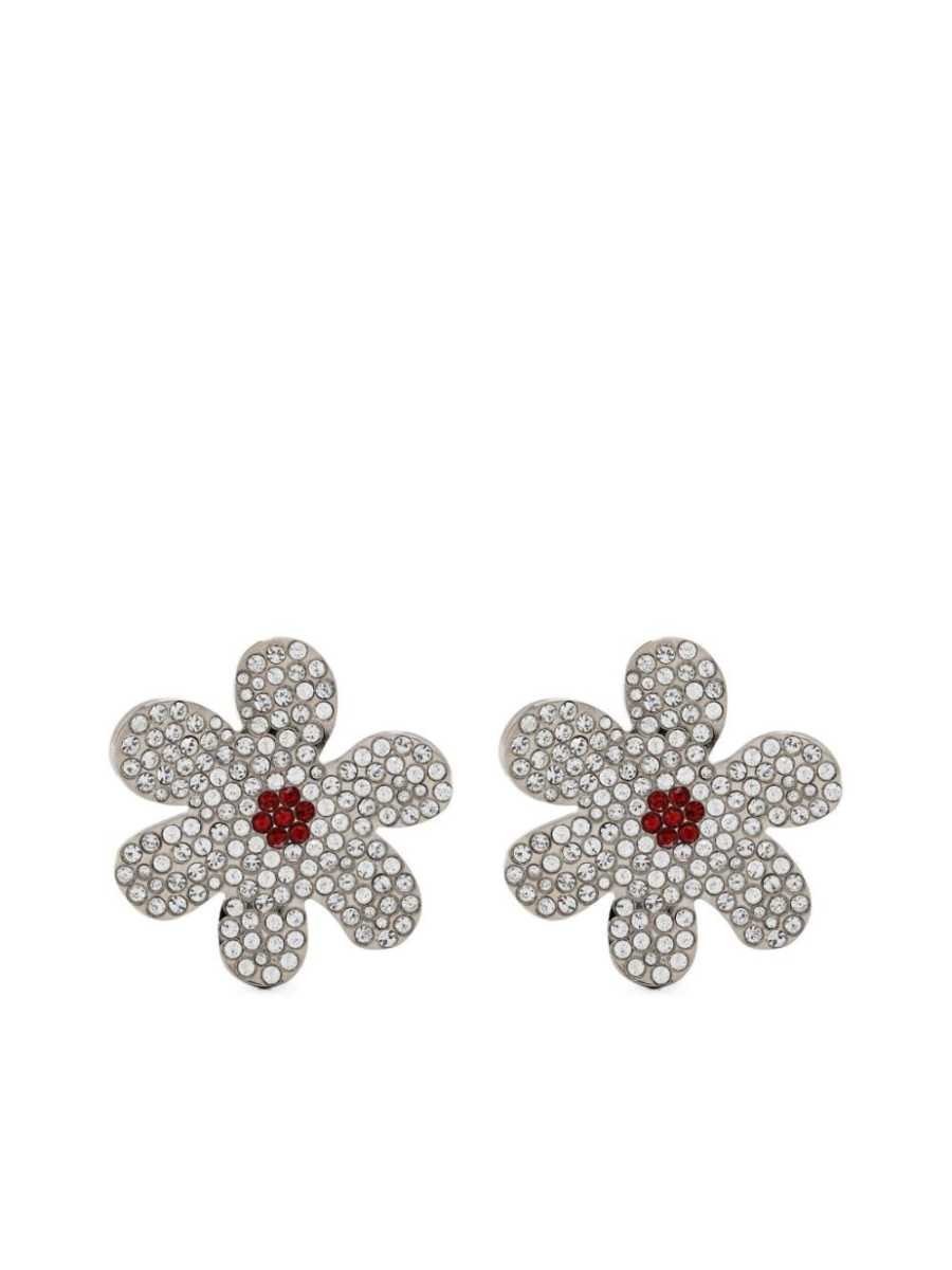 crystal-flower clip-on earrings
