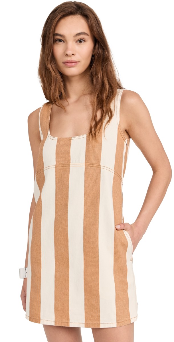 SIMONMILLER Sahara Striped Denim Dress Tan Stripe