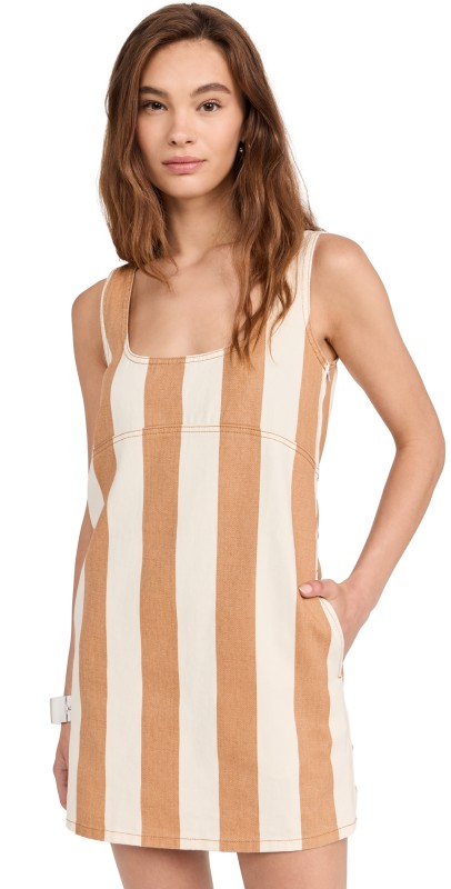 SIMONMILLER Sahara Striped Denim Dress Tan Stripe