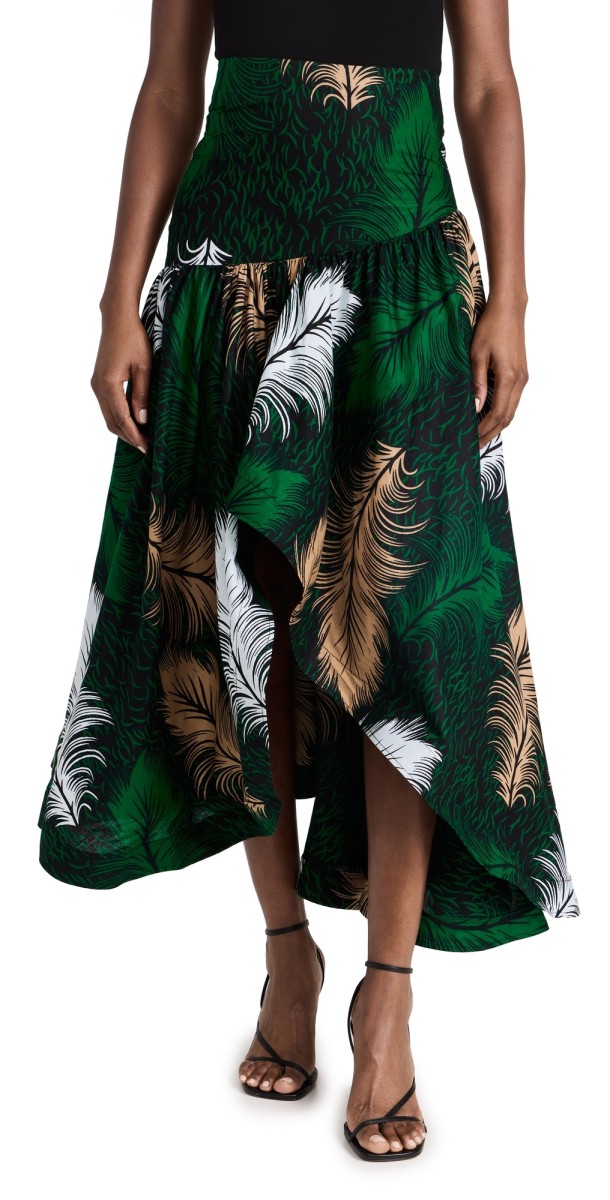 SIKA Smoke Skirt Green Gold Leaf