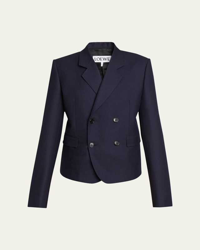 Long Double-Breasted Wool Blazer