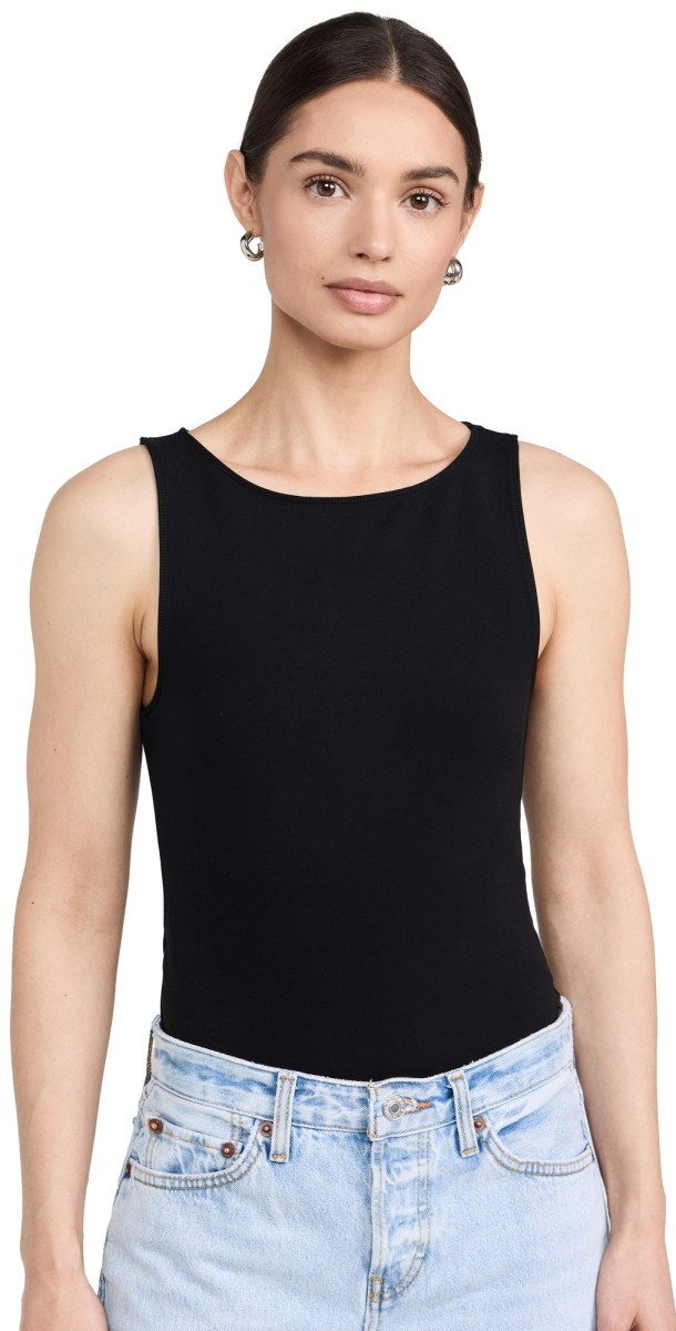 RE/DONE High Neck Thong Bodysuit Black