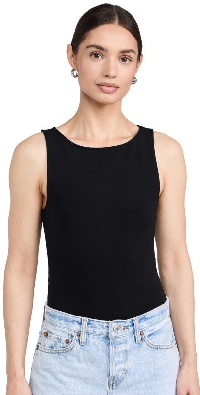 RE/DONE High Neck Thong Bodysuit Black