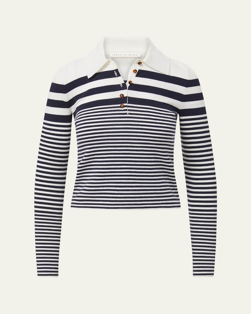 Raj Striped Wool Polo Sweater