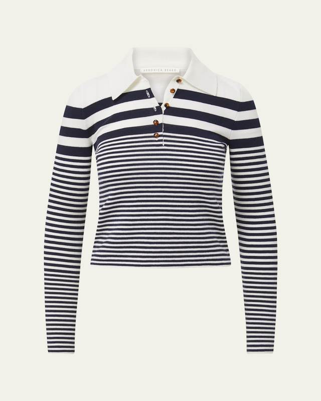 Raj Striped Wool Polo Sweater