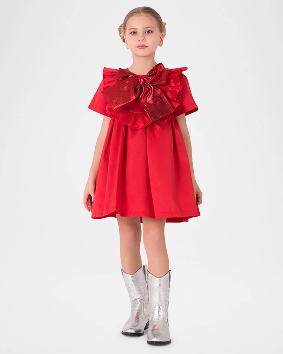 Girl's Dress W/ Oversized Bow, Size 3T-12