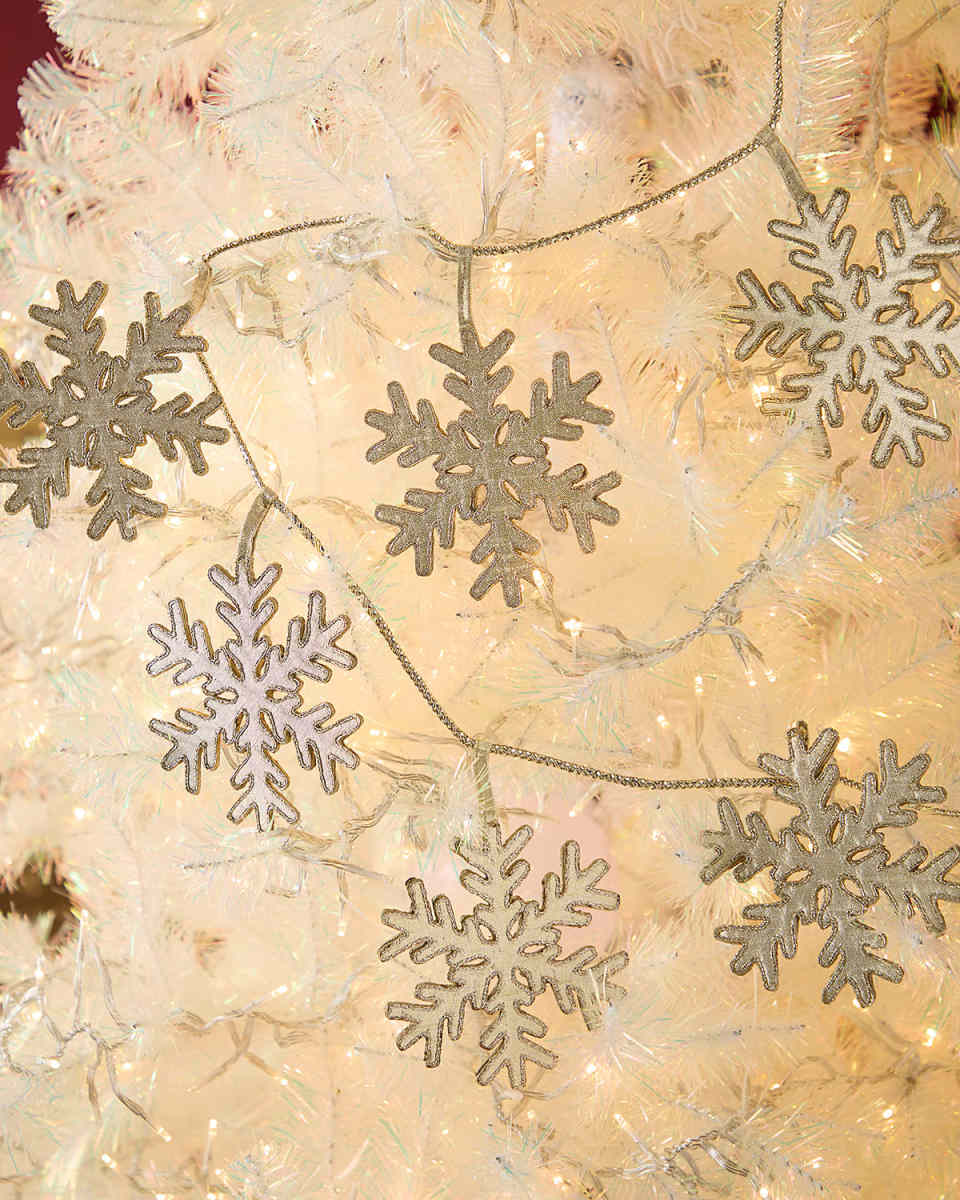45" Platinum Metallic Dupion Snowflake Christmas Garland