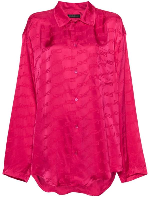 jacquard-logo satin shirt