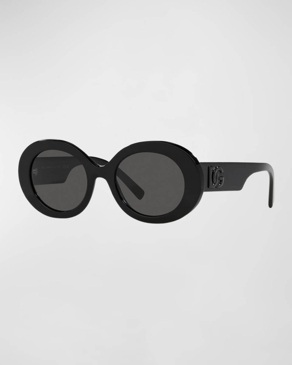 Logo Acetate Oval Sunglasses