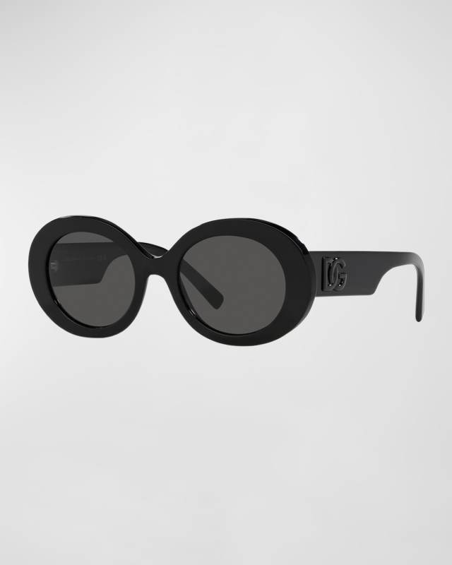 Logo Acetate Oval Sunglasses