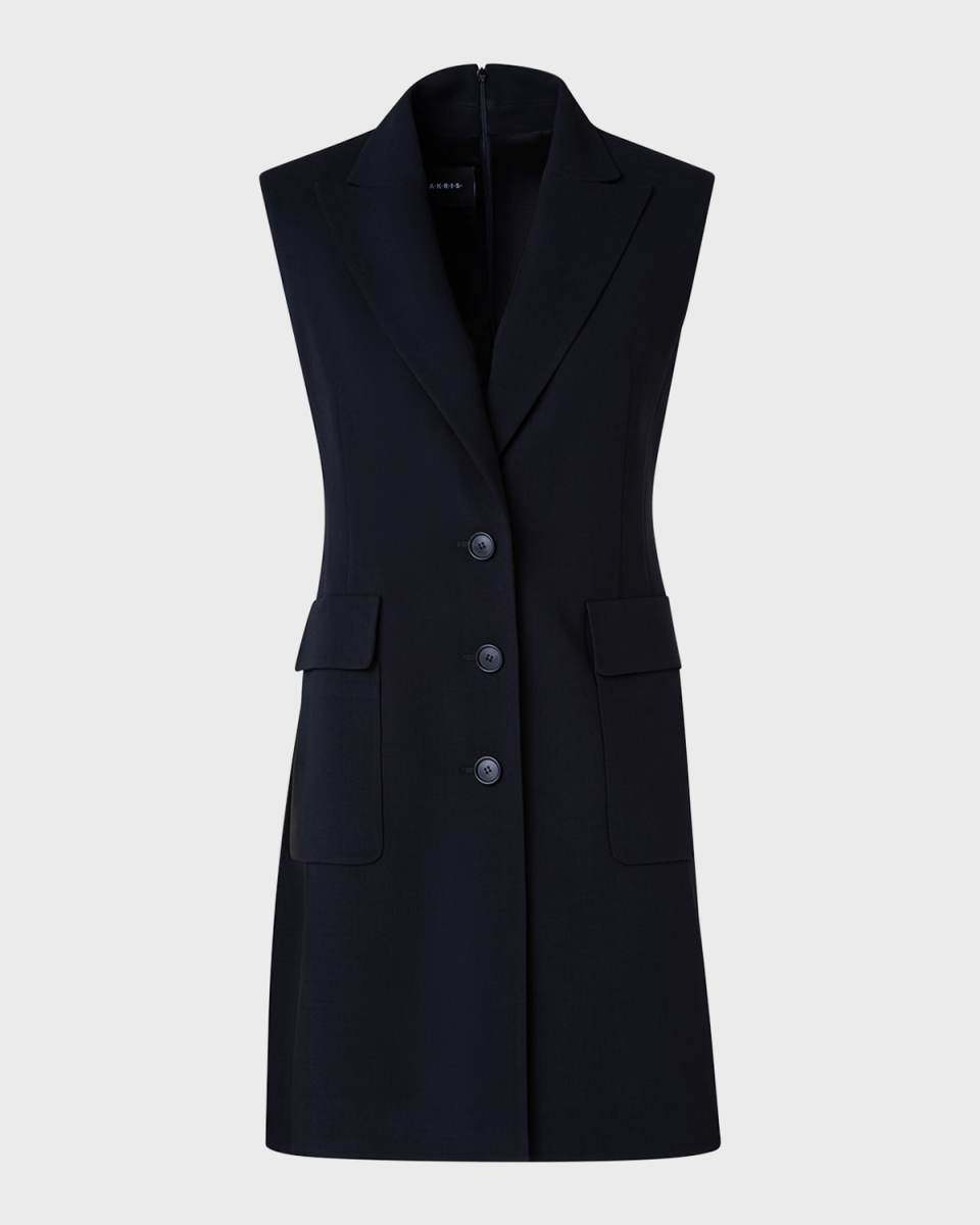 Single-Breasted Sleeveless Mini Tuxedo Dress