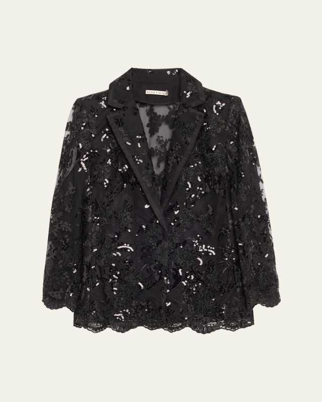 Judith Embellished Sheer Lace Blazer