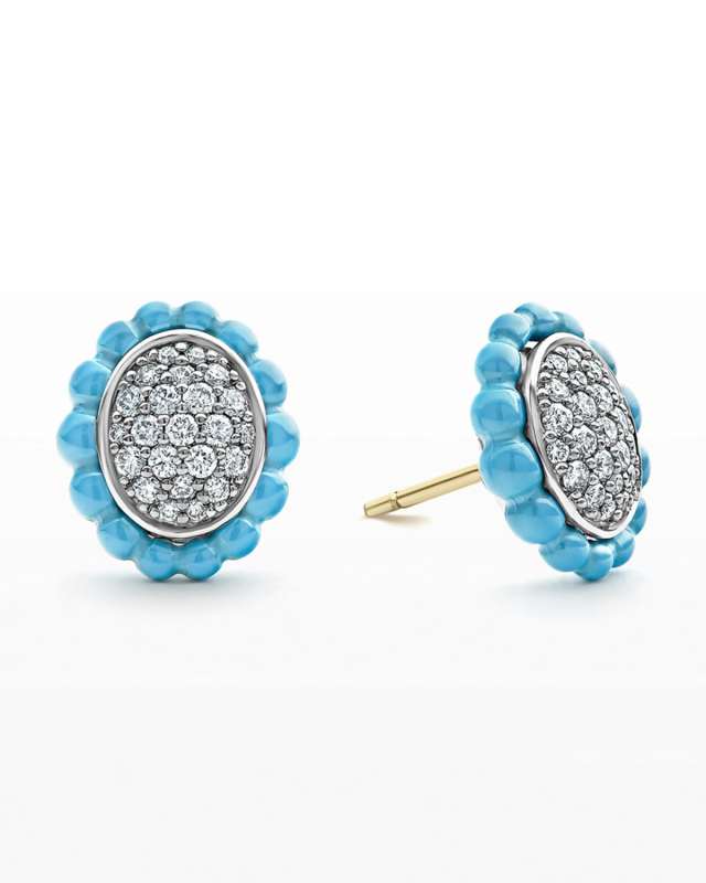 Blue Caviar Oval Diamond Stud Earrings
