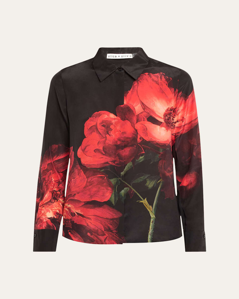 Brady Floral Silk Slim Button-Front Shirt