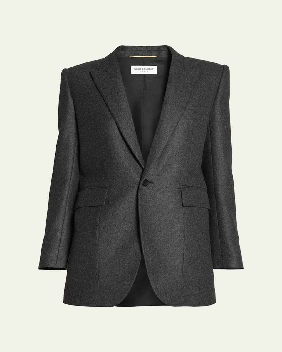 Cashmere-Blend Tailored Blazer Jacket