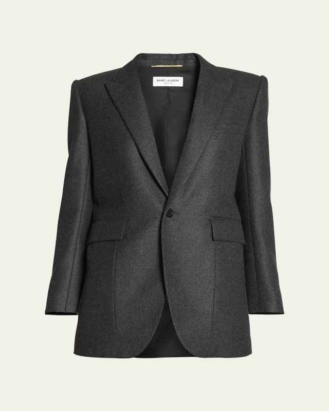 Cashmere-Blend Tailored Blazer Jacket