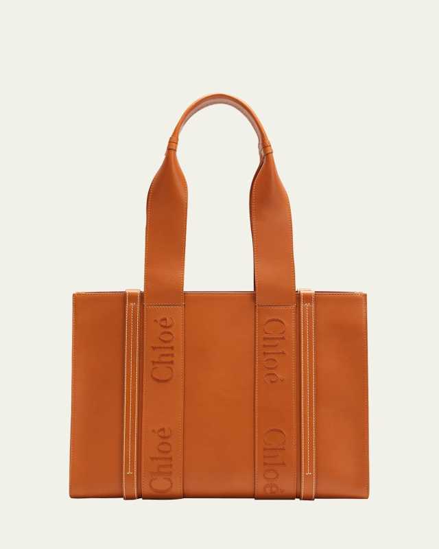 Woody Medium Tote Bag in Leather