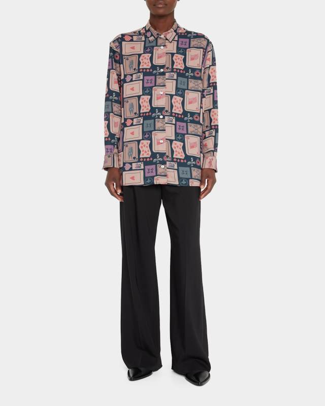 Printed Button-Down Blouse