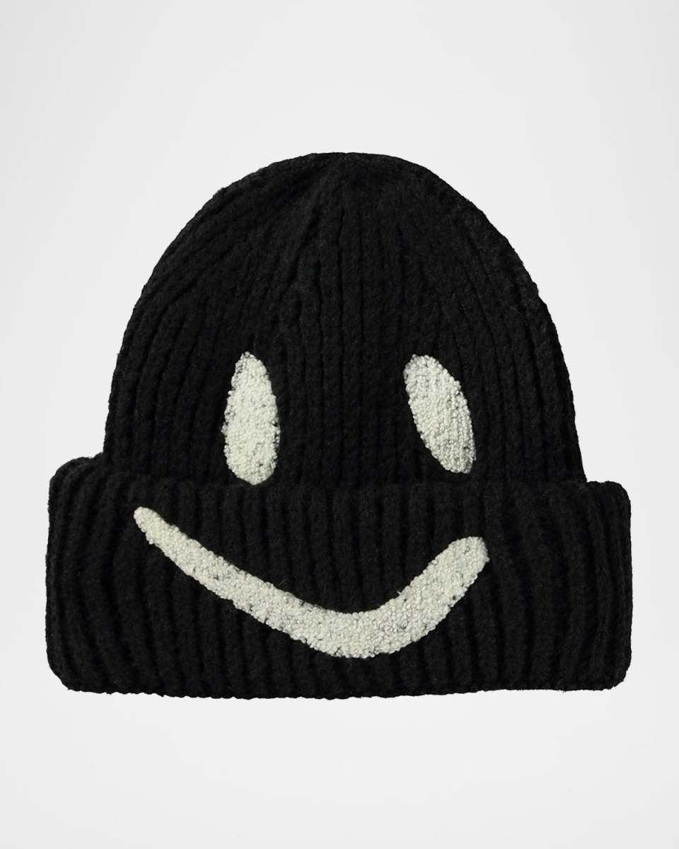 Kid's Kim Ribbed Smiley Face Beanie