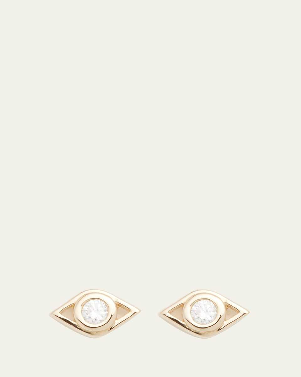 14k Diamond Evil Eye Stud Earring, Single