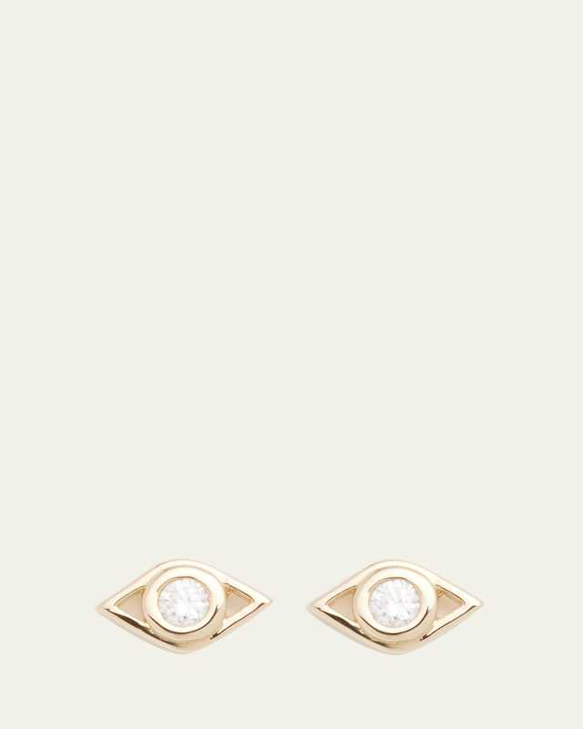 14k Diamond Evil Eye Stud Earring, Single