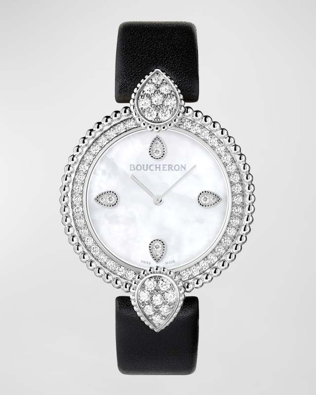 Serpent Boheme 18K White Gold Diamond Bezel Watch
