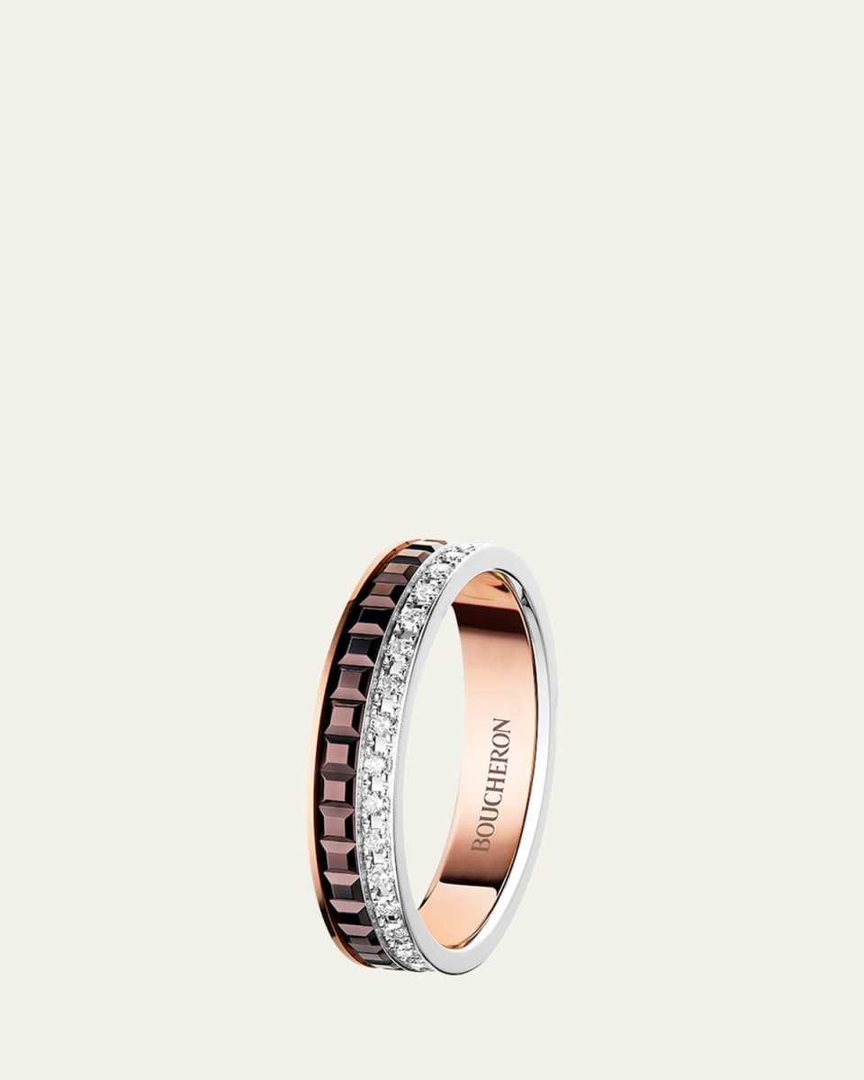 Quatre Classique Ring in Tricolor Gold with Brown PVD and Diamonds