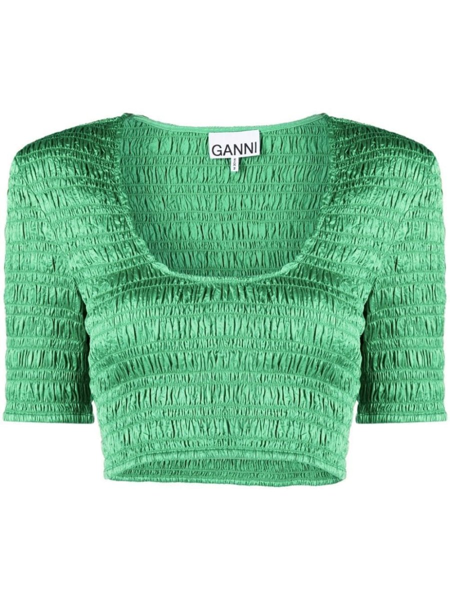 cropped smocked top