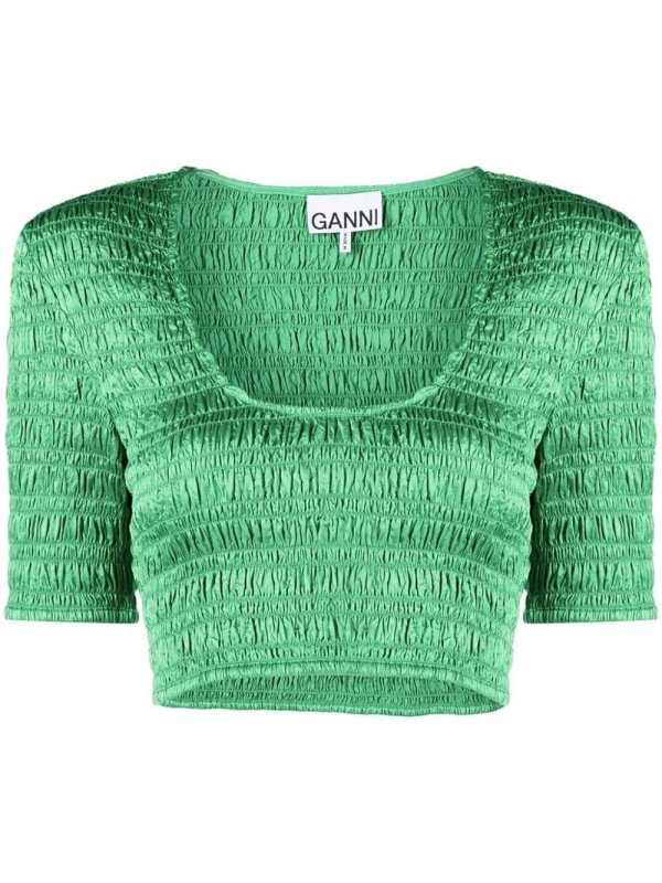 cropped smocked top