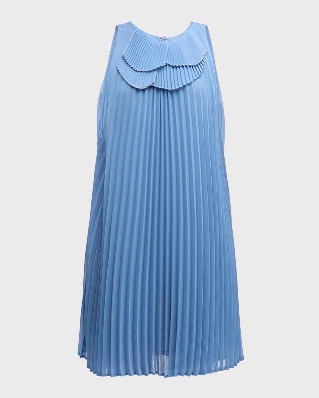 Sleeveless Pleated Mini Shift Dress