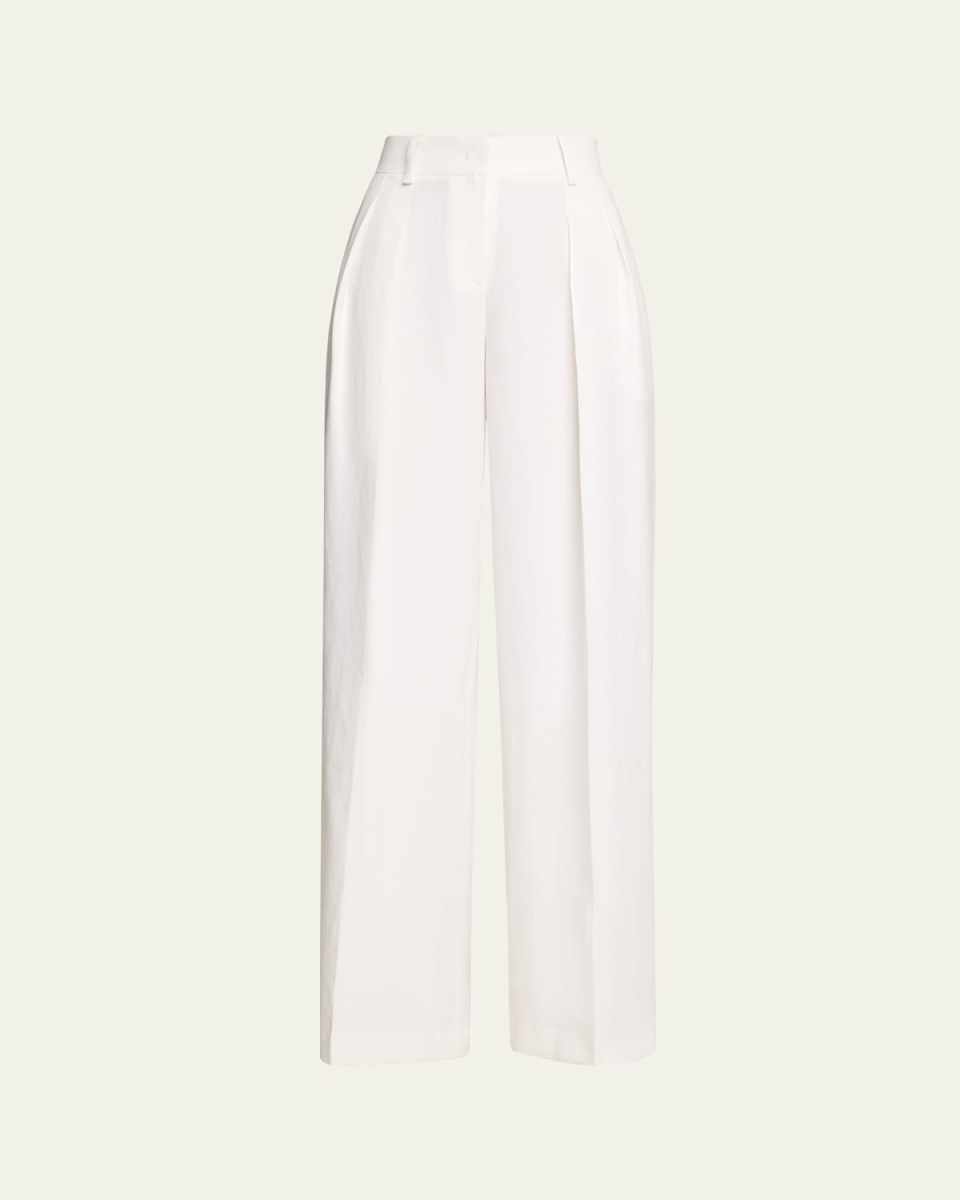 Sandwashed Linen Pleated Slouch Trousers