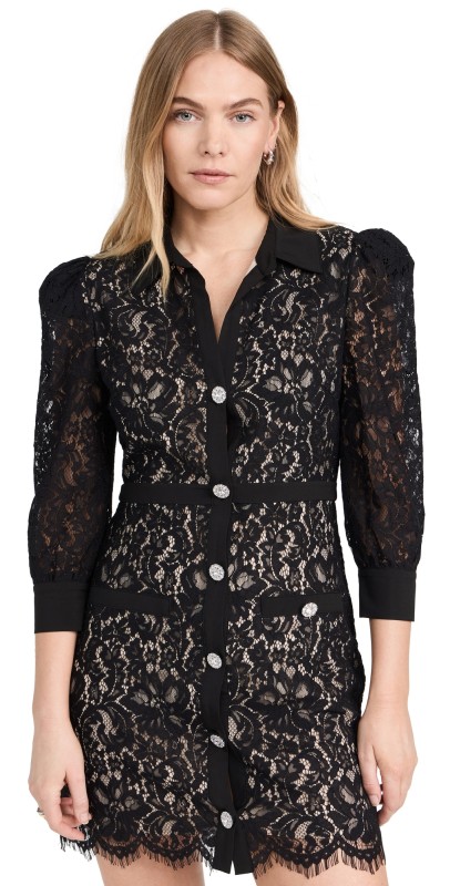 L'AGENCE Kamala Lace Mini Dress Black