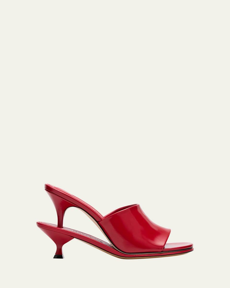 Glossy Leather Dual-Heel Mules