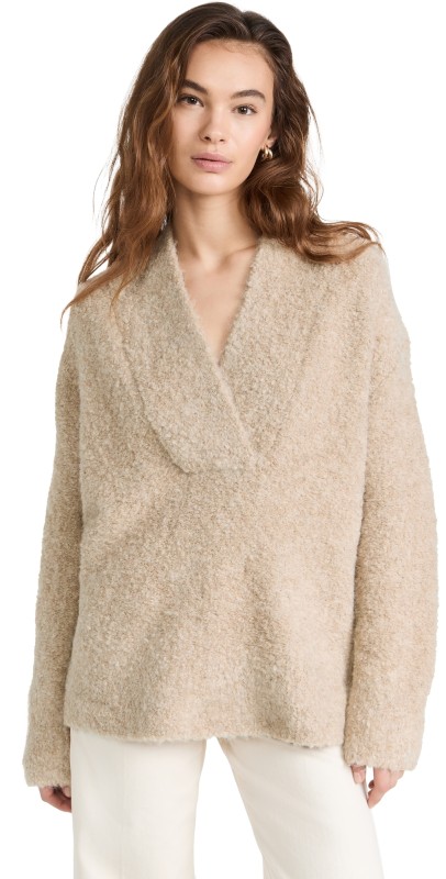 Vince Crimped Shawl Sweater Champagne