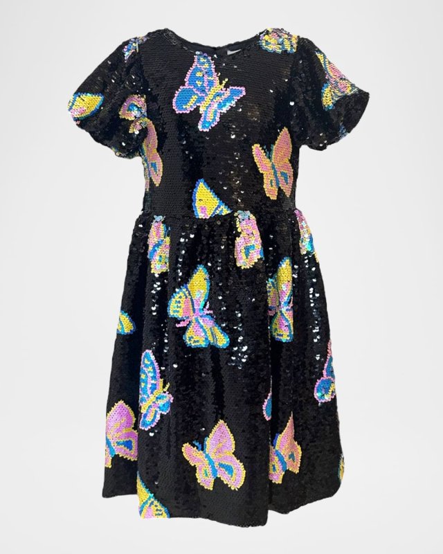 Girl's Magic Butterfly Sequin Dress, Size 2-14