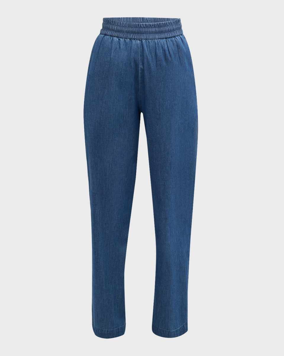 Atticus Straight-Leg Cotton Chambray Pants