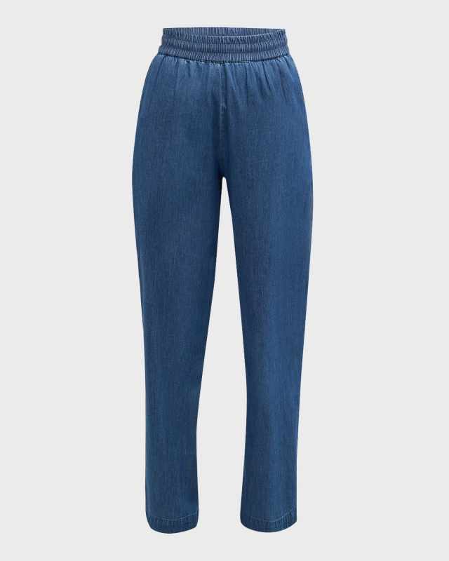 Atticus Straight-Leg Cotton Chambray Pants