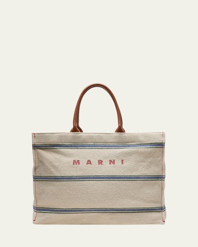 Medium Striped Canvas Tote Bag