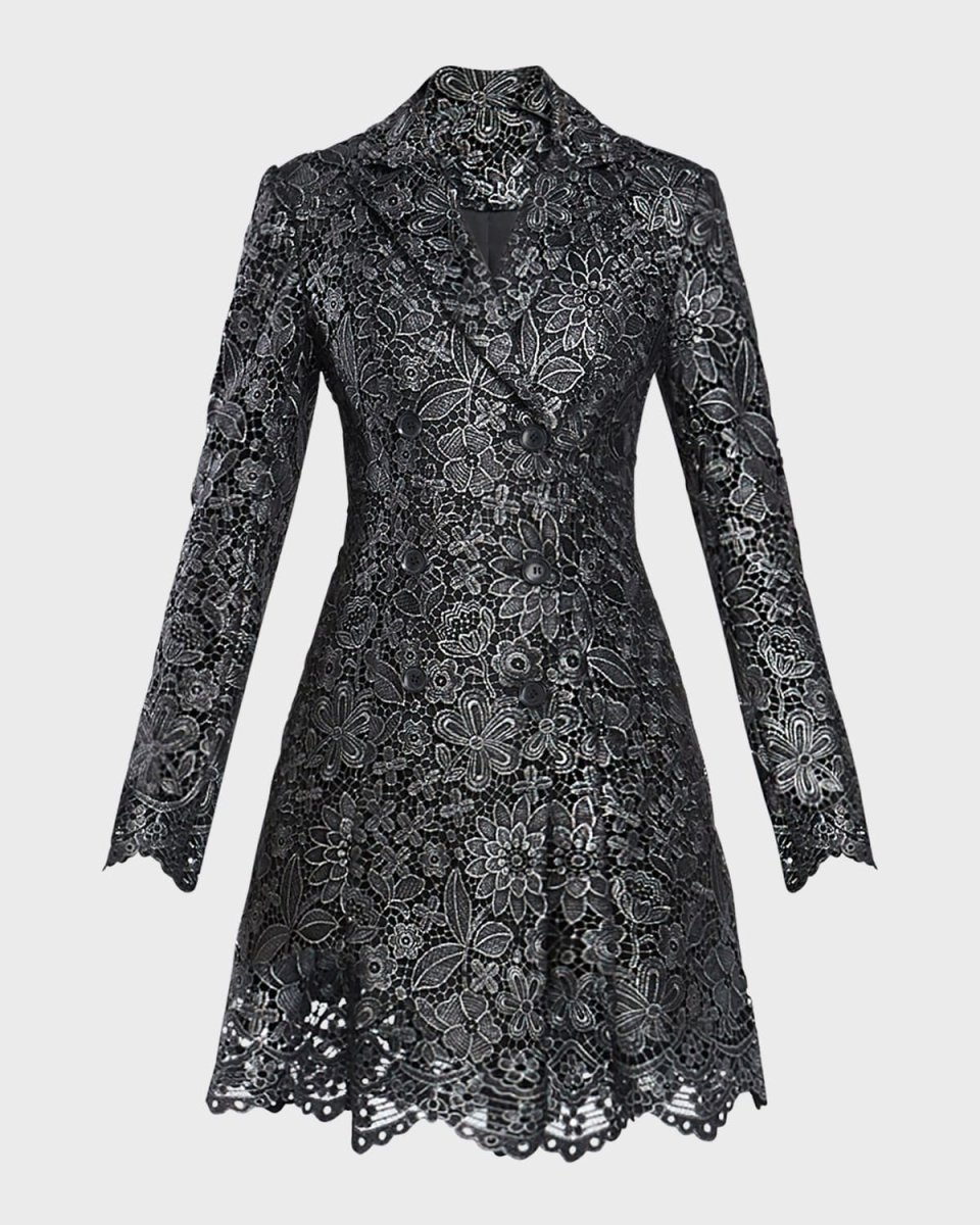 Double-Breasted Metallic Lace Blazer Mini Dress