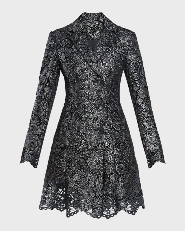 Double-Breasted Metallic Lace Blazer Mini Dress