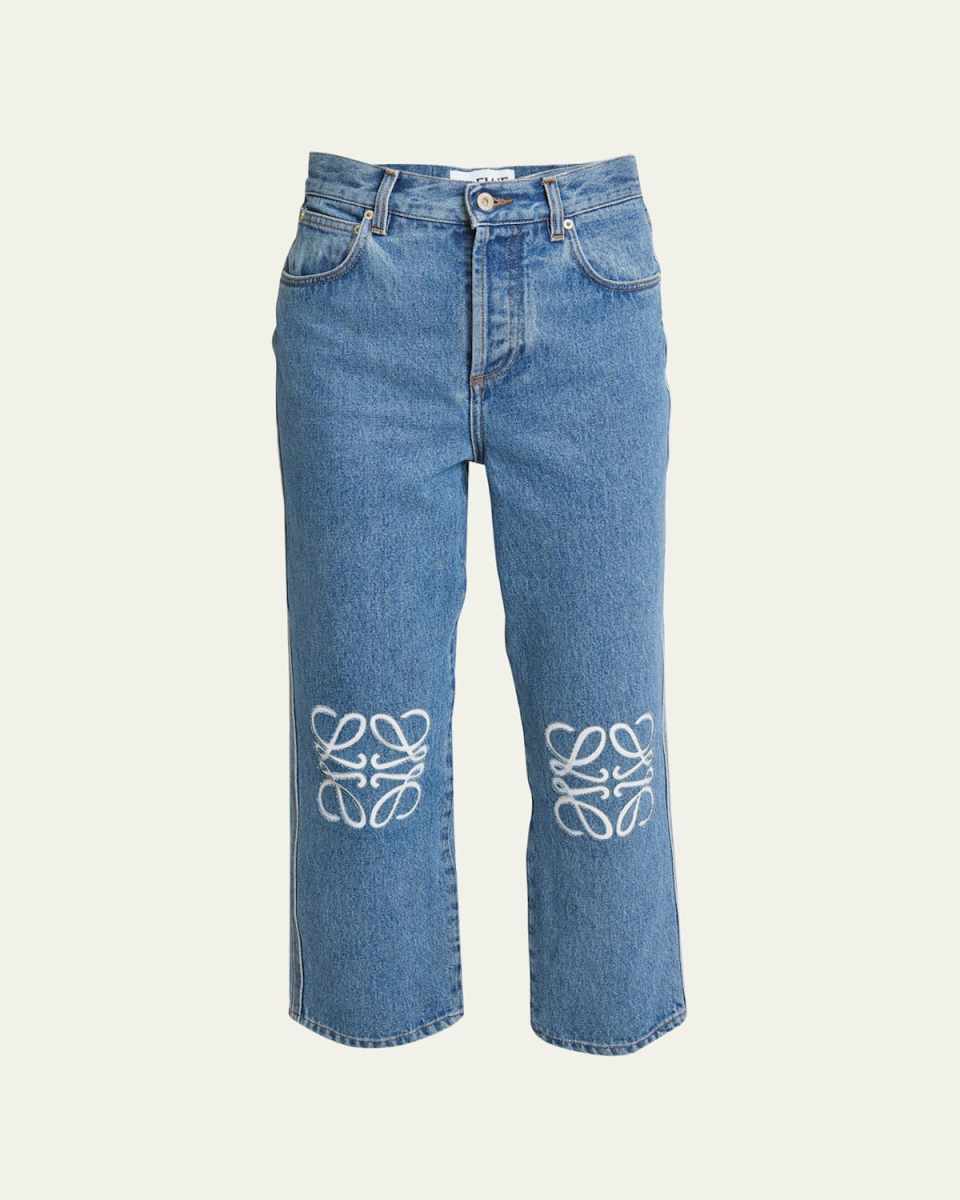 Cropped Jeans with Anagram Knee Detail