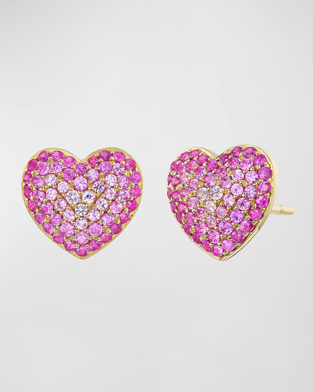 Lucy Stud Earrings in 18K Yellow Gold and Pink Sapphires