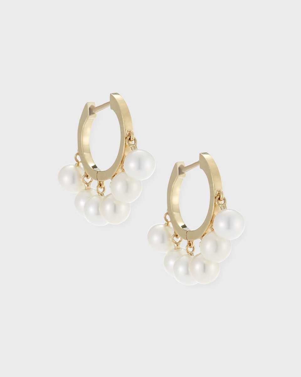 Pearl Tassel Huggie Hoop Earrings