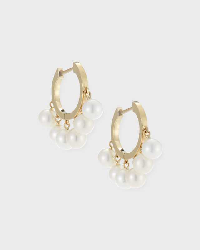 Pearl Tassel Huggie Hoop Earrings