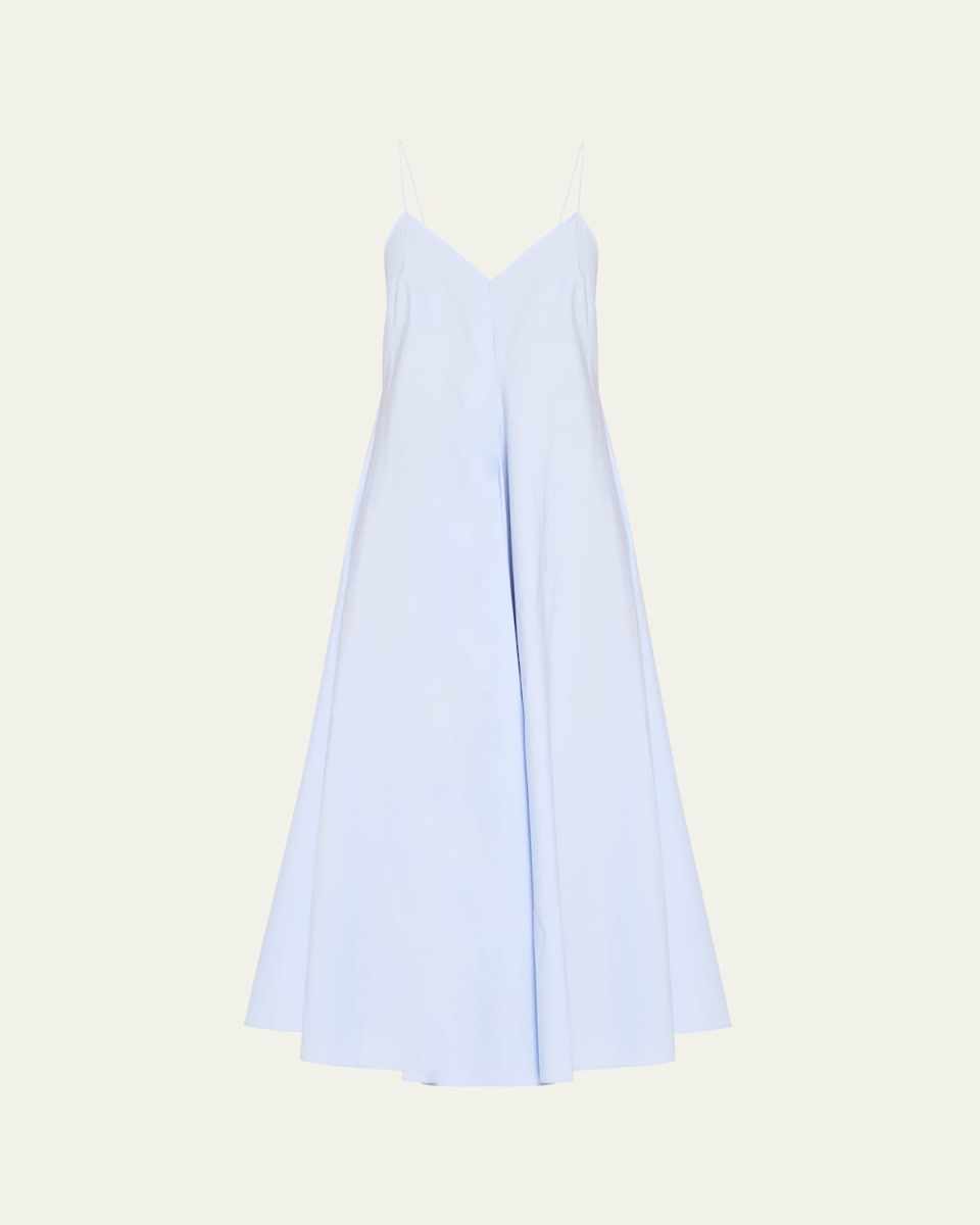 Cotton Strap Dress with Wide Hem