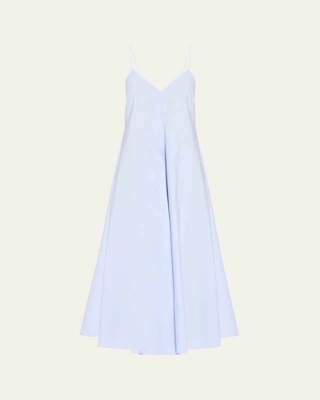 Cotton Strap Dress with Wide Hem